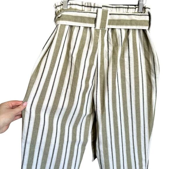 NWT Ci Sono Thick Striped High Waist Cuffed Paper bag Pants - Picture 9 of 9